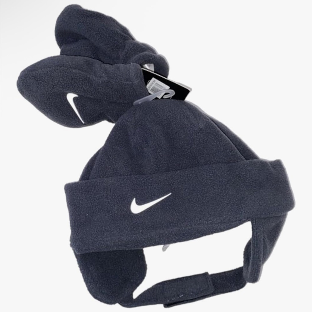 NWT Nike Toddler 2-Piece Fleece Set Trapper Hat and Mittens Gray 2/4